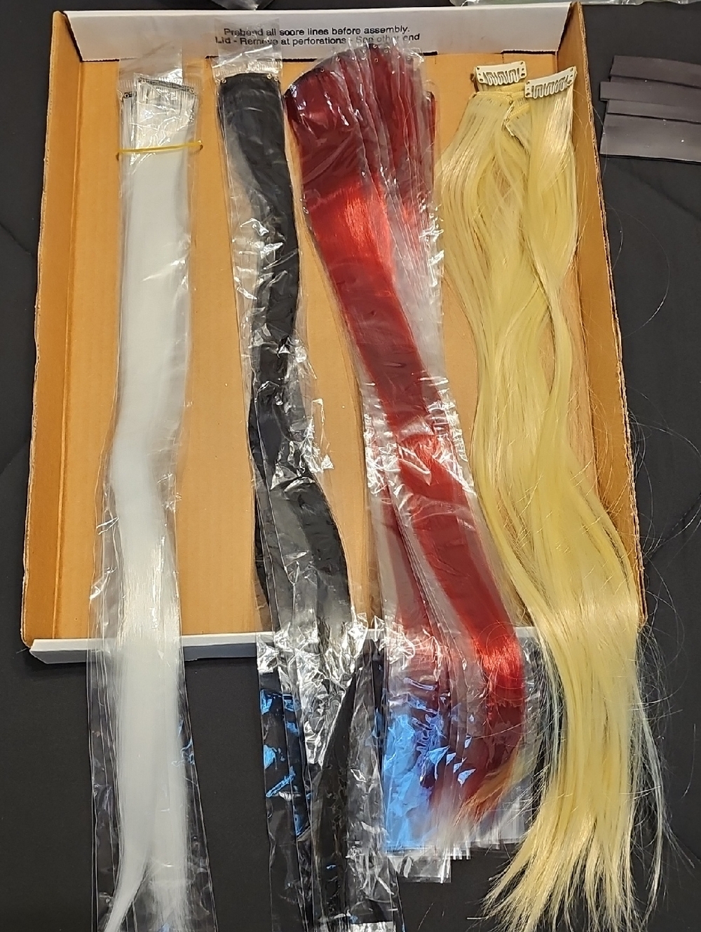 20” Synthetic Hair Extensions Bundle | Red, Blonde, Black, White | 30 Pieces